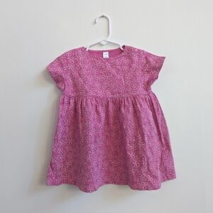 Land's End Y2K 18m Pink Shirt Dress Floral Short Sleeve Basic